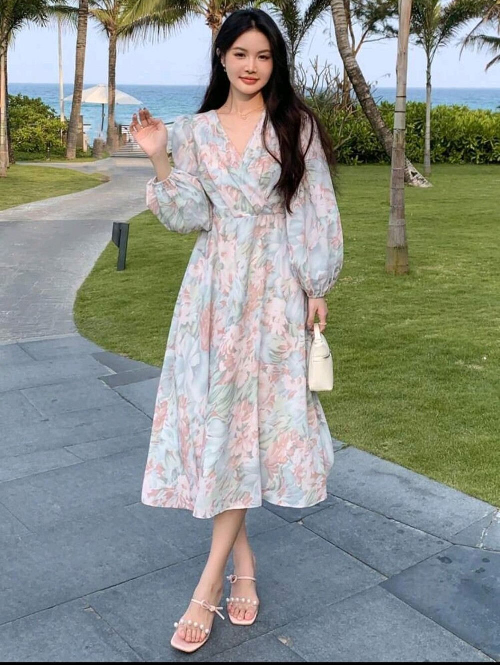 Floral V-Neck Midi Dress